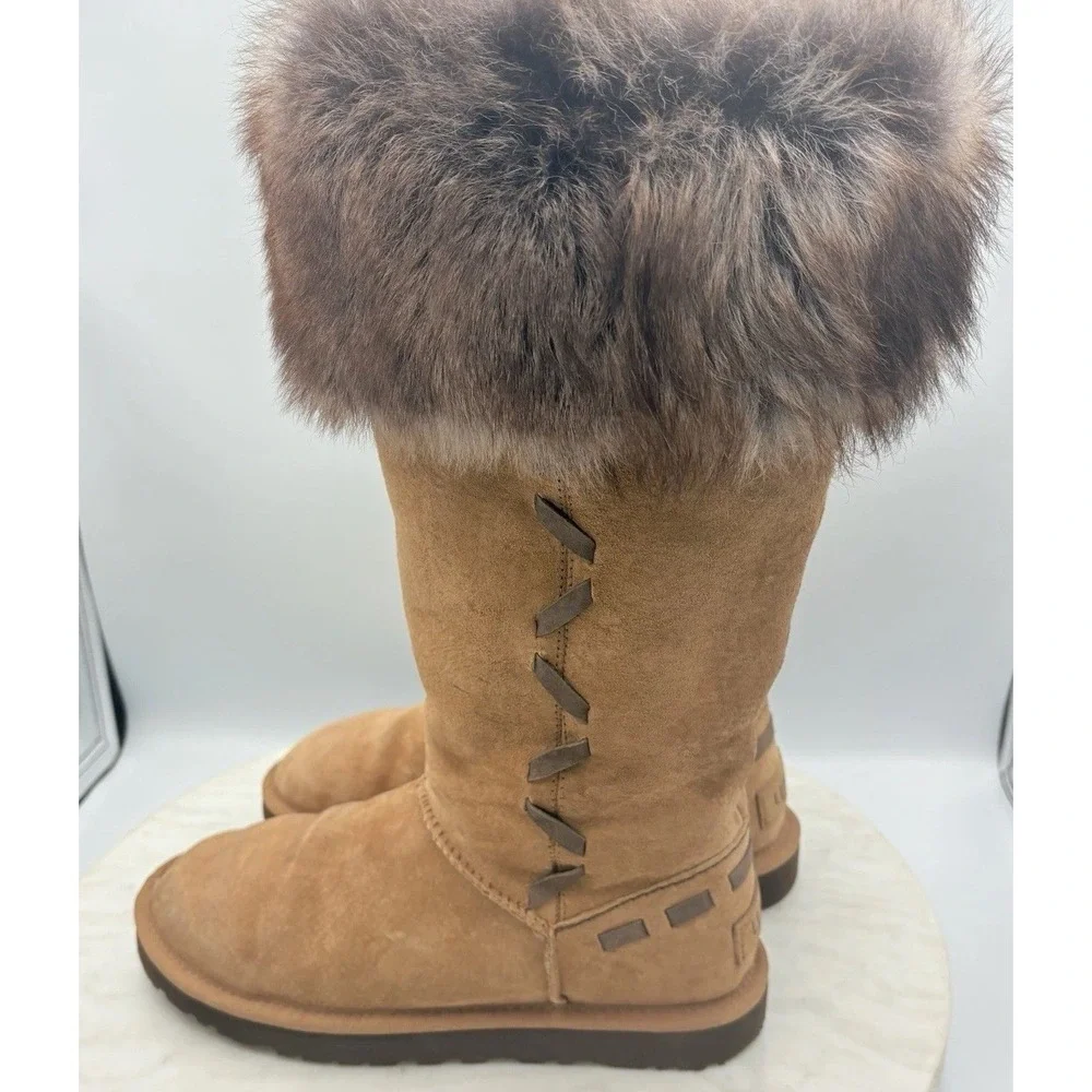 UGG ROSANA Brown Suede Winter Boots Tall 14